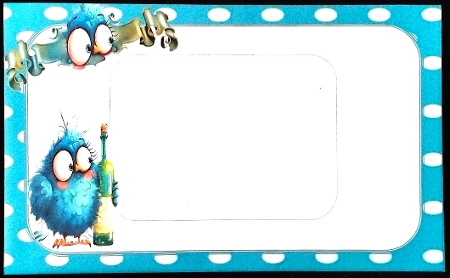 BIRD & WINE With Caption In Blue Spot 8x8 Frame by Margarette Blakeborough