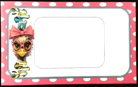 OSTRICH ATTITUDE  With Caption In Pink Spot 8x8 Frame by Margarette Blakeborough