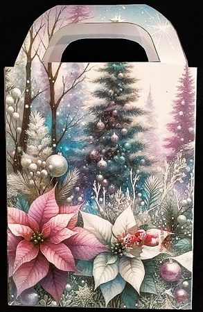 Lilac and silver Christmas scene gift bag 1 by Margarette Blakeborough