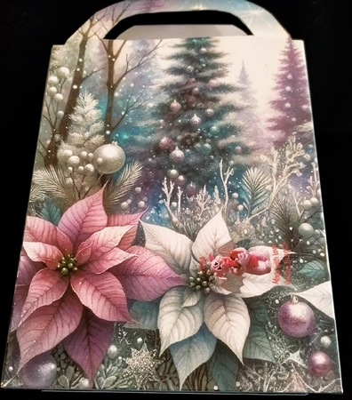 Lilac and silver Christmas scene gift bag 1 by Margarette Blakeborough