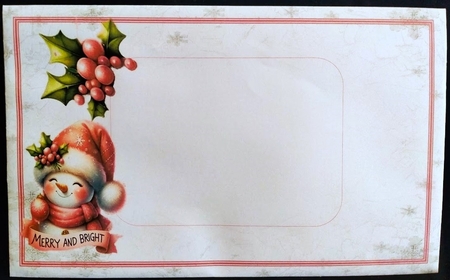 Cute Snowman Pink Snowflake Art Deco Topper With Bow A5 (ONE) by Margarette Blakeborough