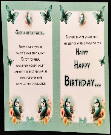 Budgie Card Front by Margarette Blakeborough