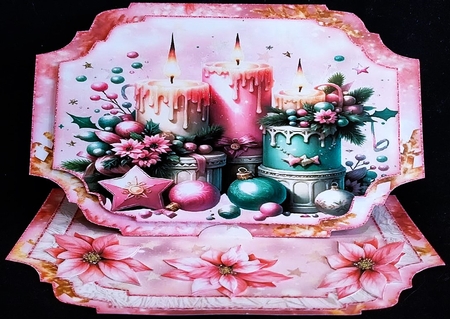 Pink Christmas Candle Shaped Easel Card Kit  by Margarette Blakeborough