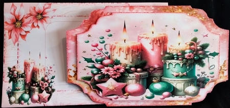 Pink Christmas Candle Shaped Easel Card Kit  by Margarette Blakeborough