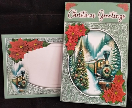 Christmas Train With Poinsettias Mini Kit With Gift Tags by Margarette Blakeborough