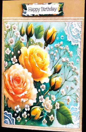 7x7 Yellow Roses Card Front by Margarette Blakeborough
