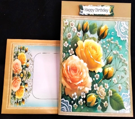 7x7 Yellow Roses Card Front by Margarette Blakeborough