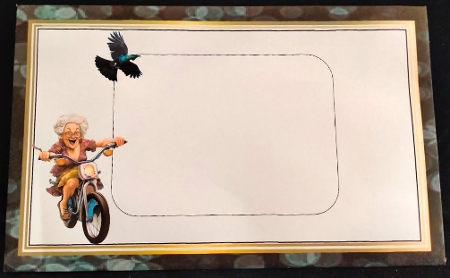 Lovely Glam Gran Bike Warrior 8x8 Card by Margarette Blakeborough