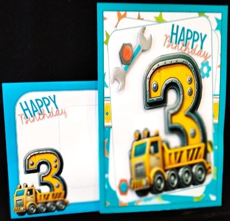 7x7 Birthday boy Age trucks choice of four mini kit by Margarette Blakeborough