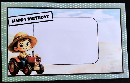 Boy Farmer in Tractor Quick Card by Margarette Blakeborough