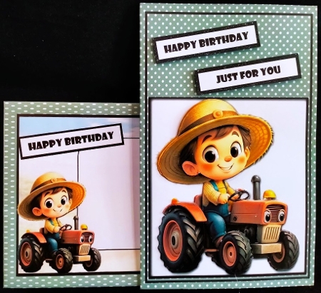 Boy Farmer in Tractor Quick Card by Margarette Blakeborough