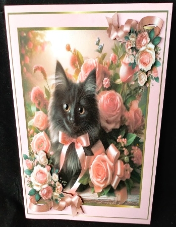 black cat and roses  by Margarette Blakeborough