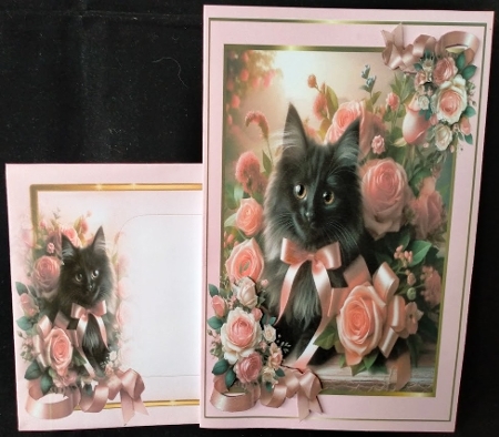 black cat and roses  by Margarette Blakeborough