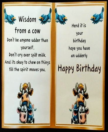 Funky Brown 8X8 Card Front/Topper Cows With Humour by Margarette Blakeborough