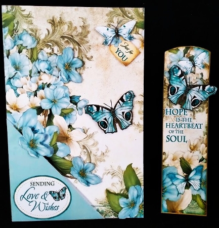 Butterfly Bouquet Bookmark Card Blue by Margarette Blakeborough