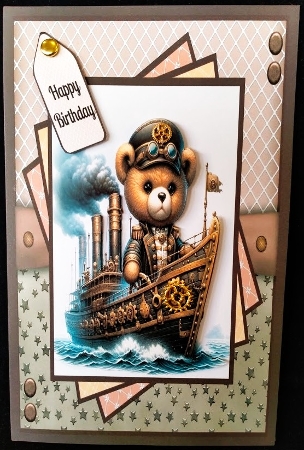 More Steampunk Teds - 8x8 Card Front Bumper Kit  by Margarette Blakeborough