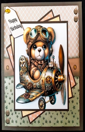 More Steampunk Teds - 8x8 Card Front Bumper Kit  by Margarette Blakeborough
