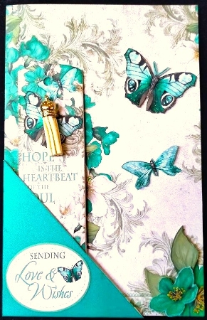 Butterfly Bouquet Bookmark Card Aqua by Margarette Blakeborough