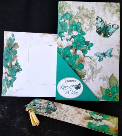 Butterfly Bouquet Bookmark Card Aqua by Margarette Blakeborough