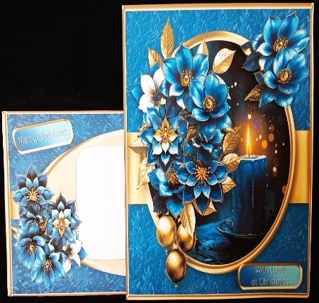 Blue Christmas Candle - Decoupage Card Mini Kit by Margarette Blakeborough