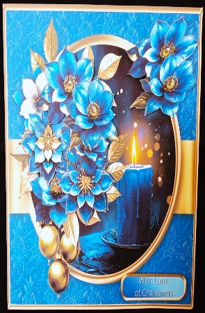 Blue Christmas Candle - Decoupage Card Mini Kit by Margarette Blakeborough