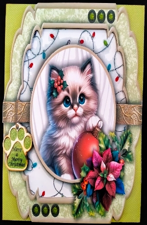 Christmas Paws Cat 2 by Margarette Blakeborough