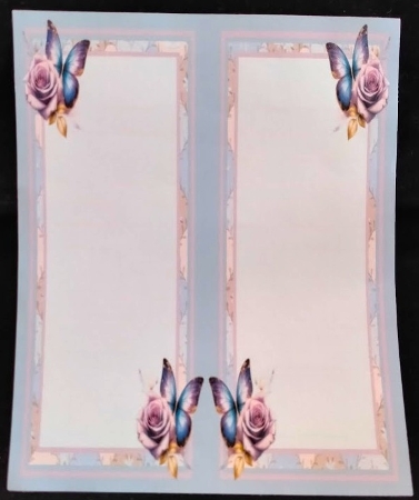 5x7 ~ Purple And Gold Rose Butterfly Wishes by Margarette Blakeborough