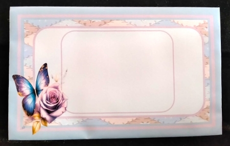 5x7 ~ Purple And Gold Rose Butterfly Wishes by Margarette Blakeborough