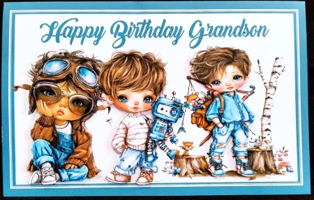 Happy Birthday Grandson 5 x 7 Card by Margarette Blakeborough
