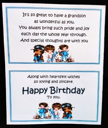 Happy Birthday Grandson 5 x 7 Card by Margarette Blakeborough