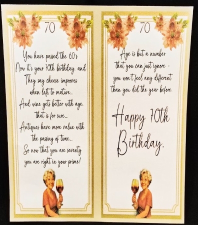 DD FUNNY FEMALE BIRTHDAY 70TH A4 2 by Margarette Blakeborough