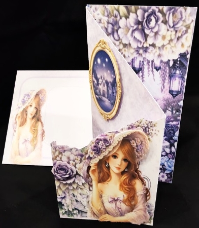 Vintage Lavender Lady & Enchanted Castle Card Topper by Margarette Blakeborough