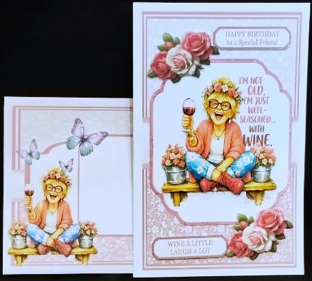 WINE A LITTLE, LAUGH A LOT 5x7 6x6 by Margarette Blakeborough