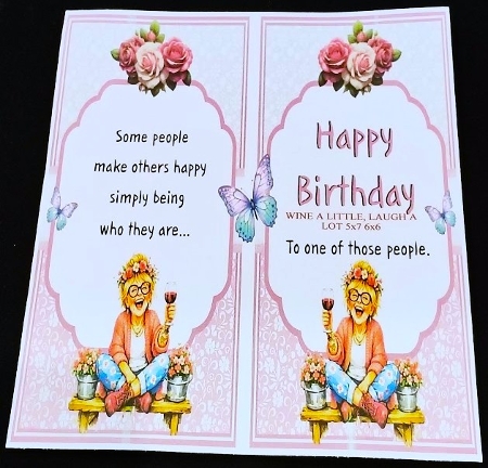 WINE A LITTLE, LAUGH A LOT 5x7 6x6 by Margarette Blakeborough
