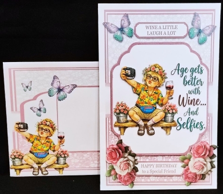 WINE A LITTLE, LAUGH A LOT 5x7 6x6 by Margarette Blakeborough