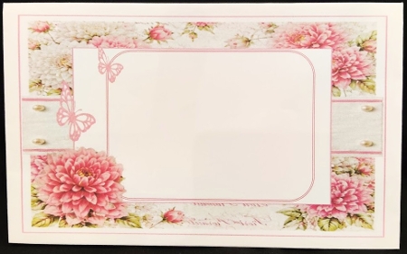 Pink Dahlia Floral Card Topper – Elegant 7x7 Lace Frame Design by Margarette Blakeborough