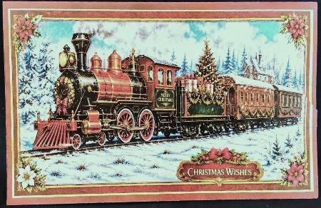 Christmas Train Cut-And-Fold Card-K4 by Margarette Blakeborough