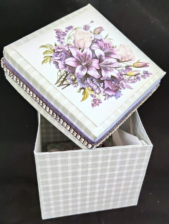 Purple Flowers Notelets with Envelopes and Storage Box by Margarette Blakeborough