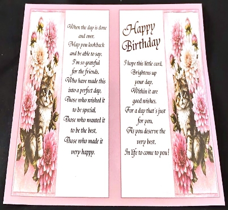 Pink Dahlia Kitten 7x7 Card Kit with Just For You Sentiment by Margarette Blakeborough