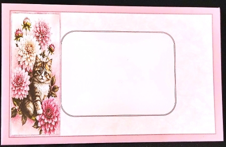 Pink Dahlia Kitten 7x7 Card Kit with Just For You Sentiment by Margarette Blakeborough