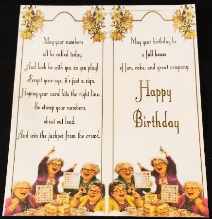 Birthday Bingo Friends Funny Theme A4 Portrait Topper. by Margarette Blakeborough