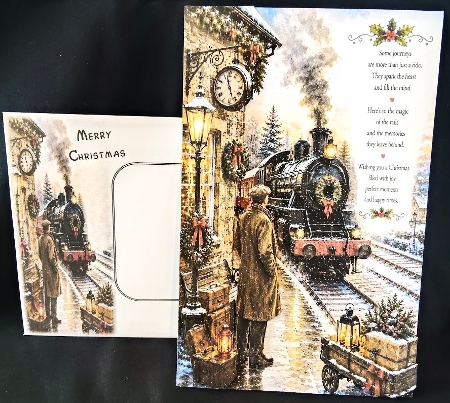 Christmas Train Enthusiast A4 Portrait Christmas Topper by Margarette Blakeborough
