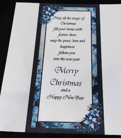 Blue and White Christmas 5x7 Card Kit with Filigree Frame and Winter Florals by Margarette Blakeborough