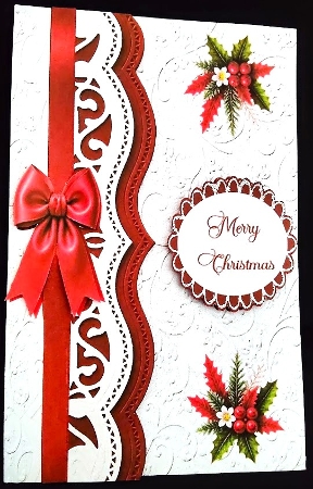 Cute Kitten 5x7 Christmas Card Kit with Embossed Panels & Festive Toppers by Margarette Blakeborough