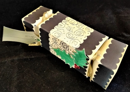 Holly and Swirls Cracker Shaped Treat or Favour Box by Margarette Blakeborough