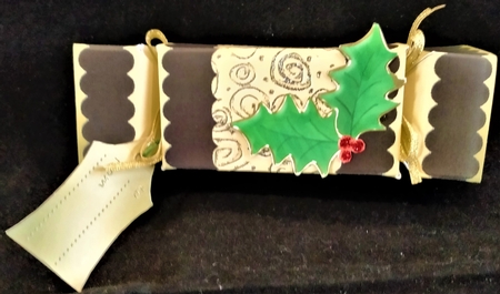 Holly and Swirls Cracker Shaped Treat or Favour Box by Margarette Blakeborough