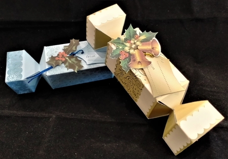 Metallic Snowflakes Cracker Shaped Treat or Favour Box by Margarette Blakeborough