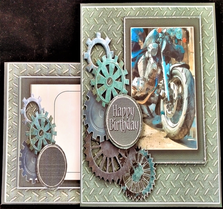 Steampunk Motorbike Matching 8in x 8in Insert Plate by Margarette Blakeborough