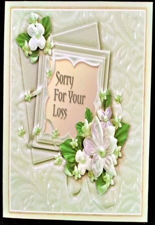 Cream Ceramic Floral Sympathy - 8in x 8in Decoupage by Margarette Blakeborough