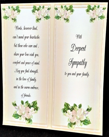 Cream Ceramic Floral Sympathy - 8in x 8in Decoupage by Margarette Blakeborough